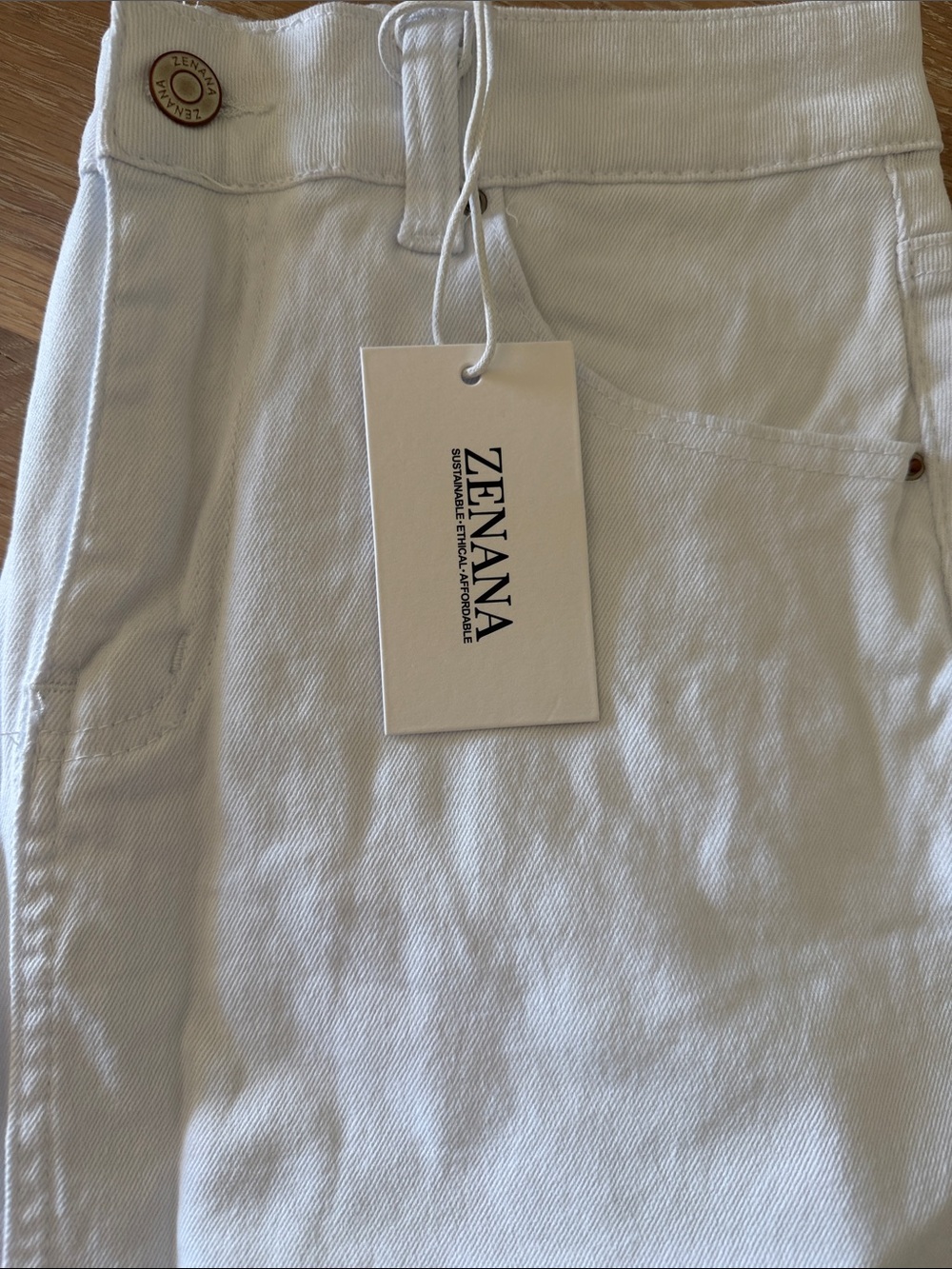 Zenana White Denim Mini Skirt with Frayed Hem - Picture 5 of 5